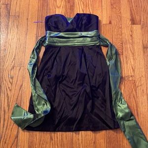 Black and Green Strapless dress
